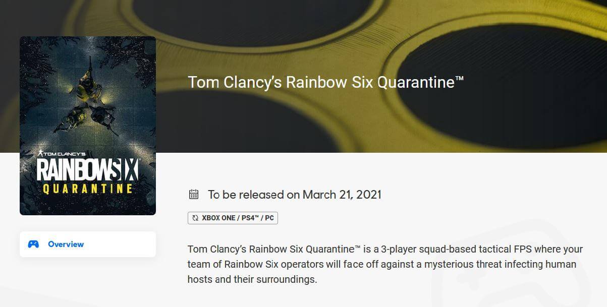 1610832531 r6 - یوبی سافت تاریخ انتشار بازی Rainbow Six Quarantine را به صورت مخفیانه برملا کرد