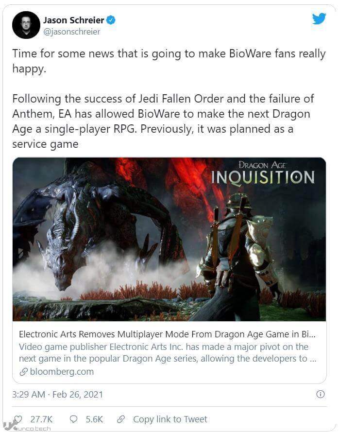 1614330096 dragon4 no multiplayer bioware - Dragon Age 4 یک تجربه کاملا تک نفره خواهد بود
