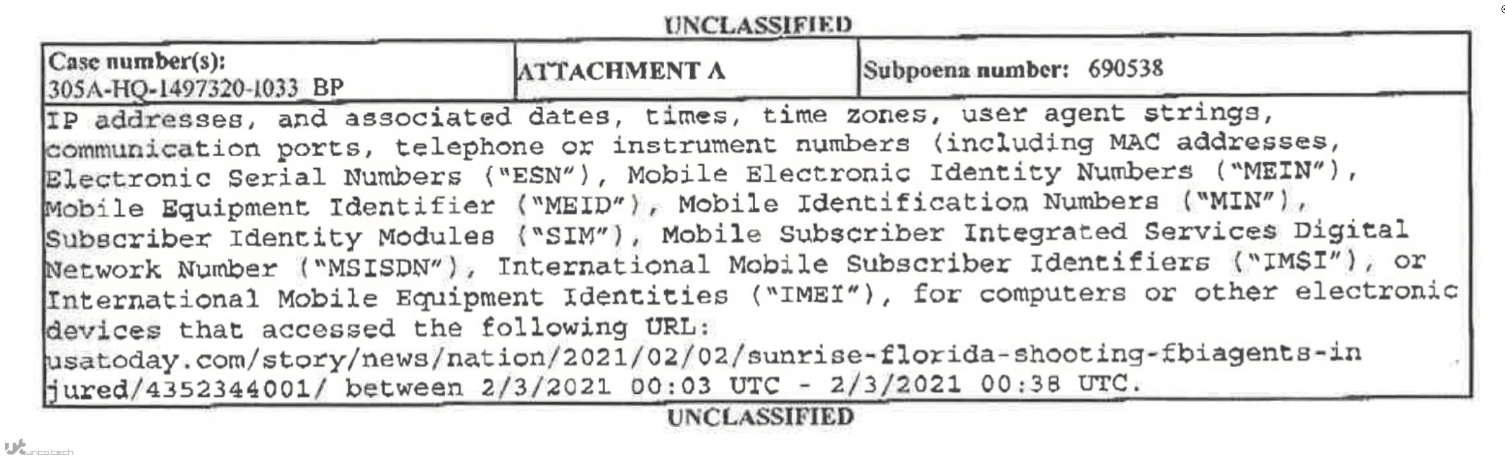 FBI در تلاش برای به دست آوردن آدرس IP و شماره تلفن افرادی که مقاله های USA Today را می خوانند