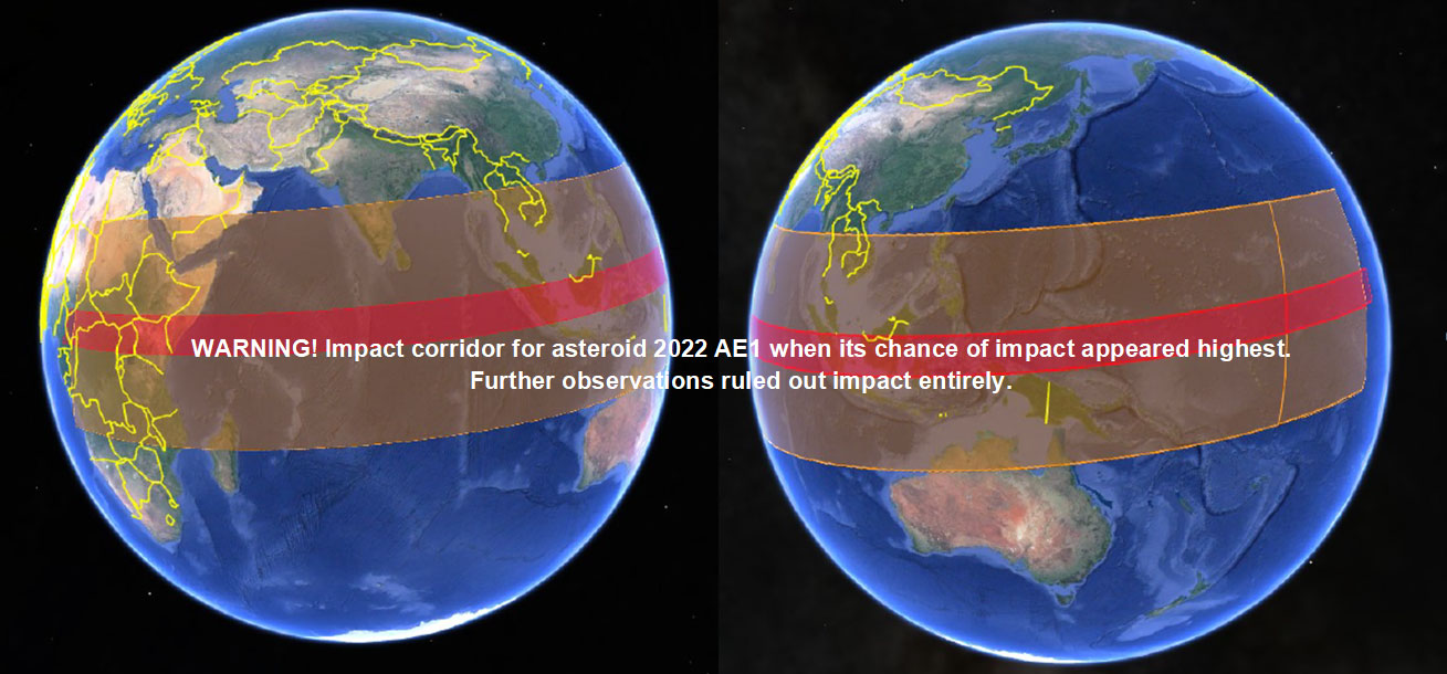 2022 AE1s Most Risky Risk Corridor - ظهور و سقوط خطرناک ترین سیارک در یک دهه گذشته - سیارک 2022 AE1