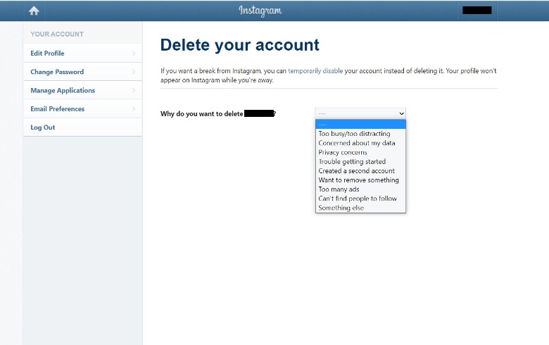 how to deactivate delete your account 1 - روش حذف و غیر فعال سازی حساب کاربری اینستاگرام