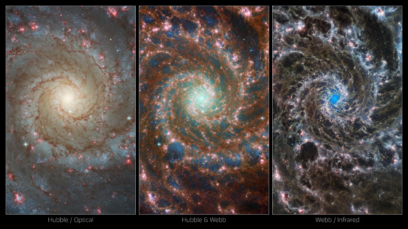 e832de90 2886 11ed af9b c8f014f99e8e - همکاری تلسکوپ فضایی هابل و جیمز وب برای به نمایش گذاری تصاویر خیره کننده از کهکشان فانتوم